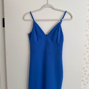 Express Cobalt Blue Spaghetti-Strap V-Neck Mini Dress